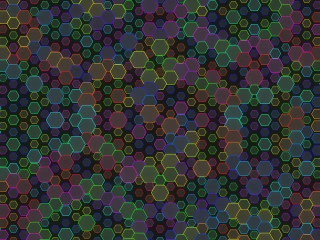 4:3 Classic | 60fps Screensaver - Cascading Amber Teal Hexagon VJ Animation