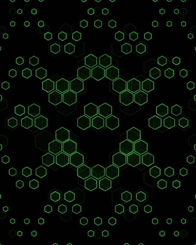 4:5 Instagram 60fps Neon Tunnel Screensaver VJ Loop Green Glowing Hexagons