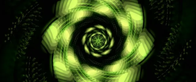 2.39:1 Cinemascope 60fps screensaver neon tunnel verdant spiral background for edits