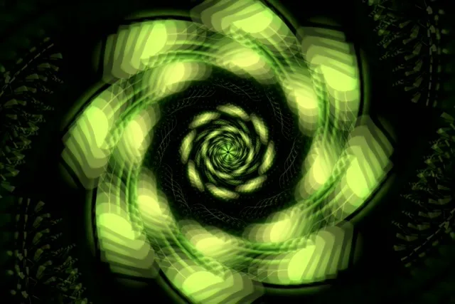 3:2 Surface 60fps screensaver neon tunnel bright green mandala vj loop