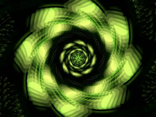 4:3 Classic 60fps screensaver neon tunnel green fractal motion background