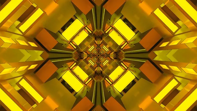 Gold Neon Tunnel Screensaver 4K Uhd 60Fps Vj Loop