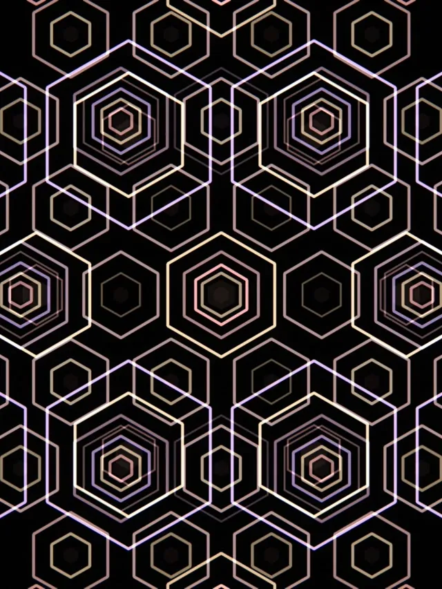 3:4 iPad Portrait | 60fps Geometric Hexagon Screensaver Gold Black