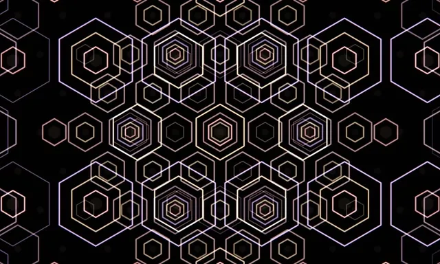 5:3 Wide | 60fps Hexagon Kaleidoscope Live Wallpaper Gold Neon
