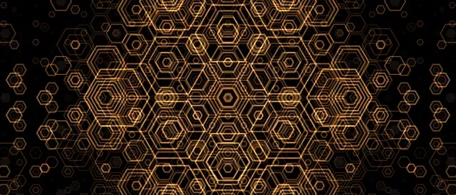 21:9 Ultrawide 60fps Screensaver Golden Hexagon Vj Loop Neon Black