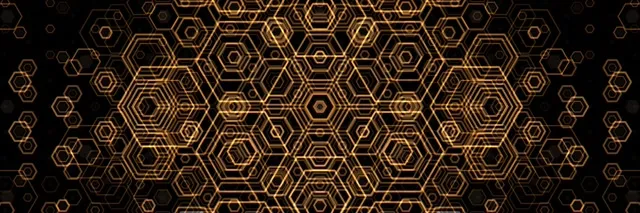 3:1 Triple Wide 60fps Screensaver Golden Hex Pattern Motion Vj Loop