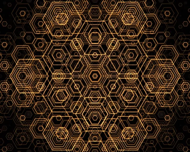 5:4 Industrial 60fps Screensaver Golden Geometric Hex Vj Background
