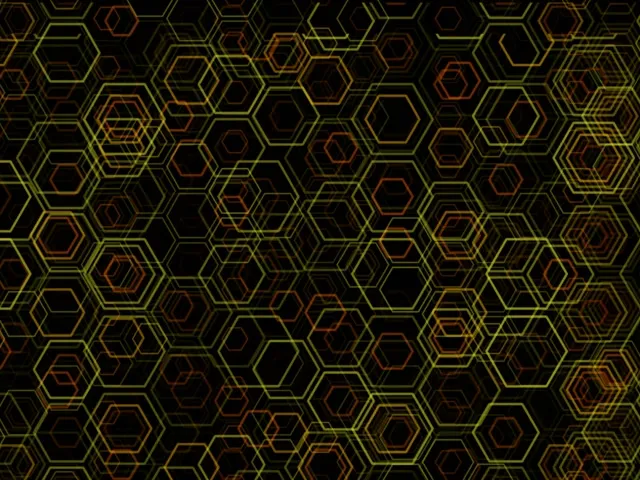 4:3 Classic 60FPS Geometric Hexagon Motion Loop Screensaver - Neon