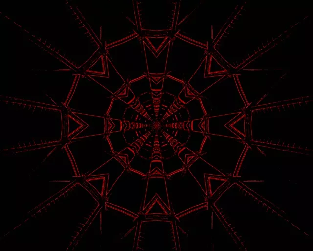 5:4 industrial 60fps neon tunnel red mechanical spiral screensaver loop