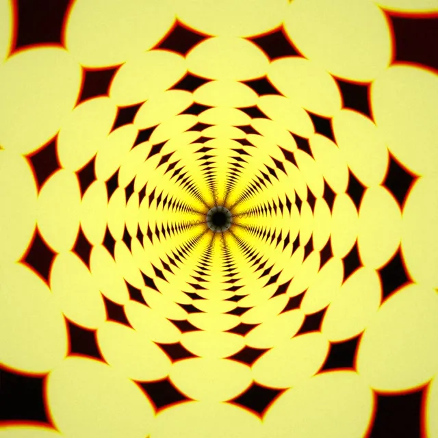 1:1 Square 60fps Screensaver - Yellow Black Kaleidoscope VJ Loop Neon Vortex