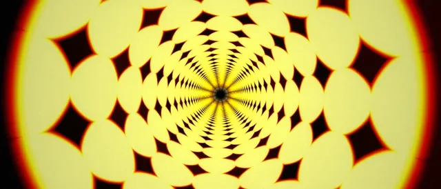 21:9 Ultrawide 60fps Screensaver - Yellow Black Kaleidoscope VJ Animation Neon Spiral