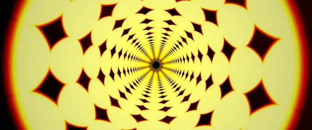 2.39:1 Cinemascope 60fps Screensaver - Yellow Neon Kaleidoscope VJ Loop Motion Edit Background