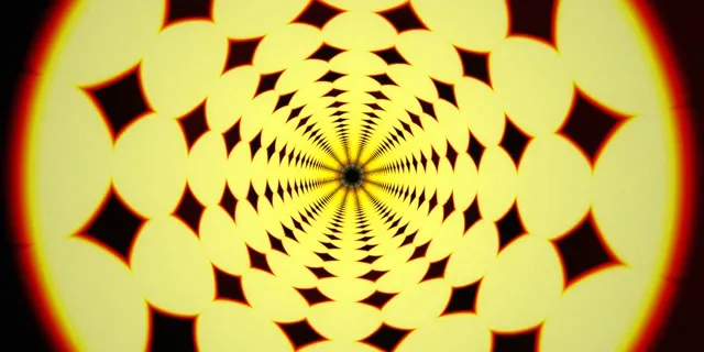 2:1 Univisium 60fps Screensaver - Yellow Neon Kaleidoscope VJ Loop Motion Background