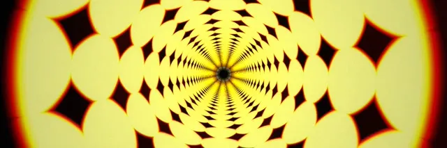 3:1 Triple Wide 60fps Screensaver - Kaleidoscope Yellow Neon VJ Loop Motion Background