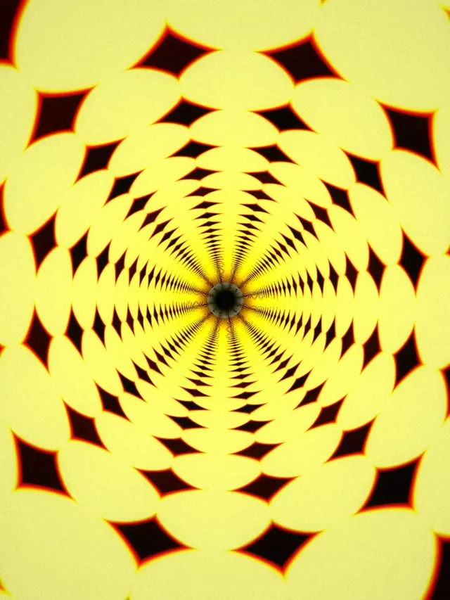 3:4 iPad Portrait 60fps Screensaver - Yellow Neon Kaleidoscope VJ Animation Live Wallpaper