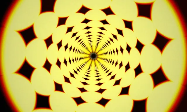 5:3 Wide 60fps Screensaver - Yellow Black Kaleidoscope Neon VJ Animation Background Loop