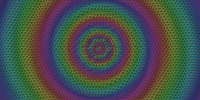 2:1 Univisium 60fps Colorful Hexagon Spiral Screensaver | VJ Neon Background
