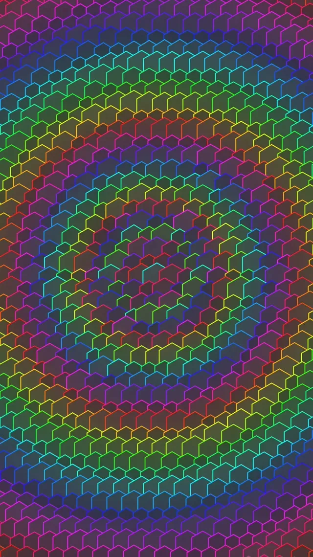 9:16 Reels 60fps Rainbow Hexagon Vortex Screensaver | Live Wallpaper Animation