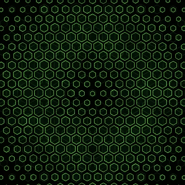 1:1 Square | 60fps Forest Green Hexagonal Flowing VJ Animation Screensaver