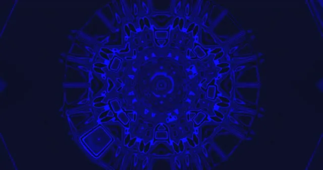 Dark Blue Geometric Mandala VJ Loop - Abstract Cosmic Tunnel Motion Background