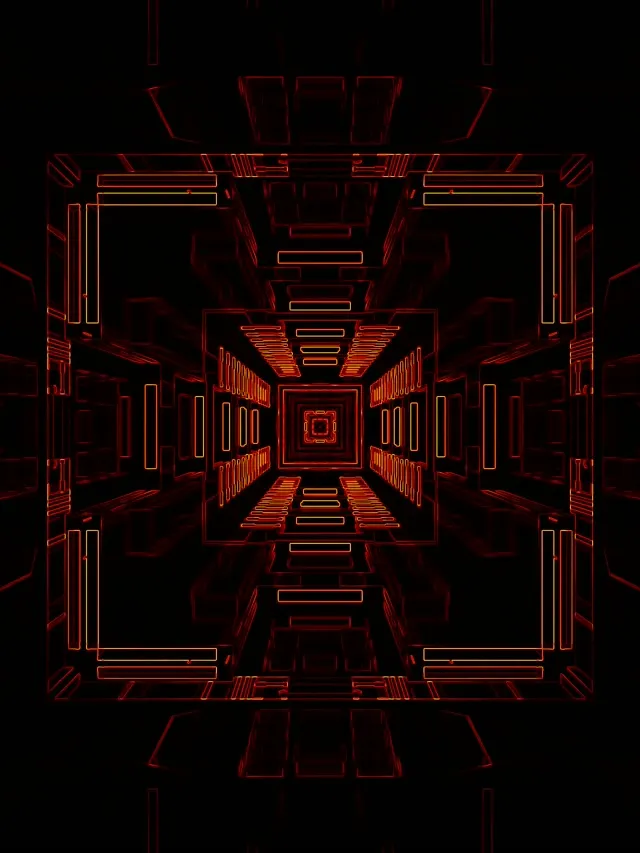 Red Neon Tunnel Recursive Square Vortex VJ Loop 3:4 iPad Portrait 60fps