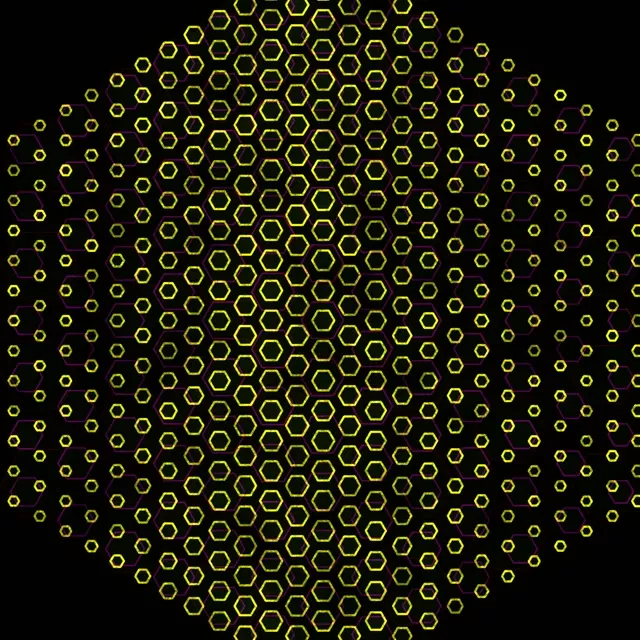 1:1 Square 60fps Screensaver Neon Tunnel Live Wallpaper Yellow Honeycomb Pattern
