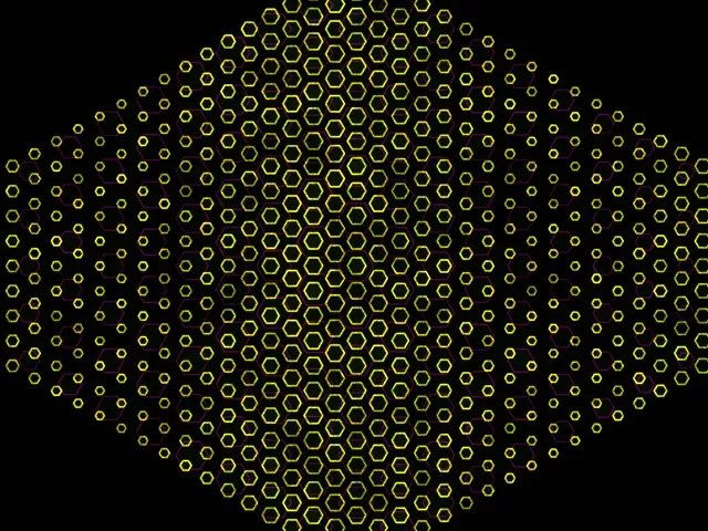 4:3 Classic 60fps Screensaver Neon Tunnel Motion Background Yellow Hex Tunnel