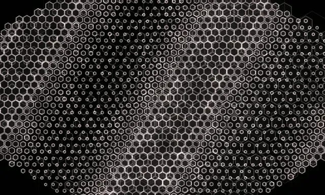 5:3 Wide 60FPS Geometric Hexagon Screensaver VJ Loop Gray Neon