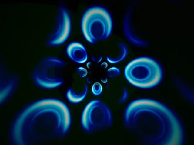 4:3 Classic 60fps Neon Kaleidoscope Screensaver Background for Edits Cyan Spiral