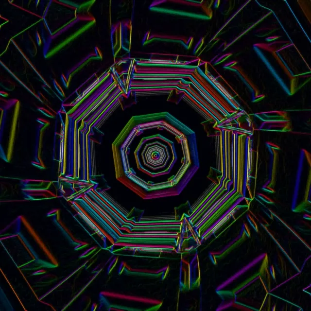 neon tunnel 1:1 square 60fps screensaver pulsating geometric mandala vj loop