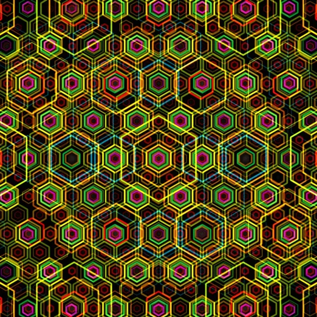 1:1 Square 60fps Neon Hexagon Screensaver Live Wallpaper Kaleidoscope