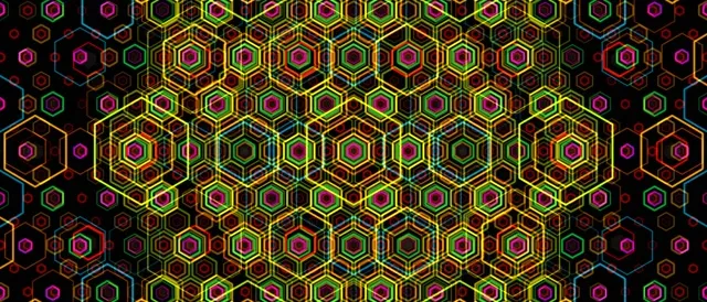 21:9 Ultrawide 60fps Neon Hexagon Screensaver Motion Background Colorful
