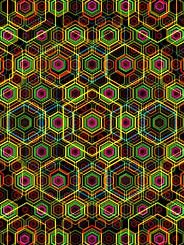 3:4 iPad Portrait 60fps Neon Hexagon Screensaver VJ Loop Geometric