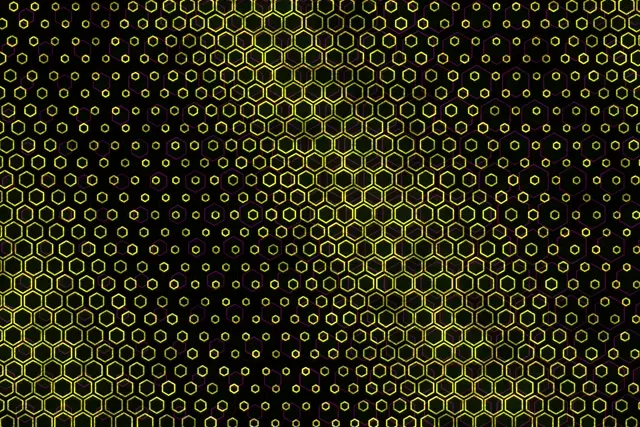 3:2 Surface 60fps Screensaver Neon Tunnel VJ Loop Yellow Hexagon Neon Glow