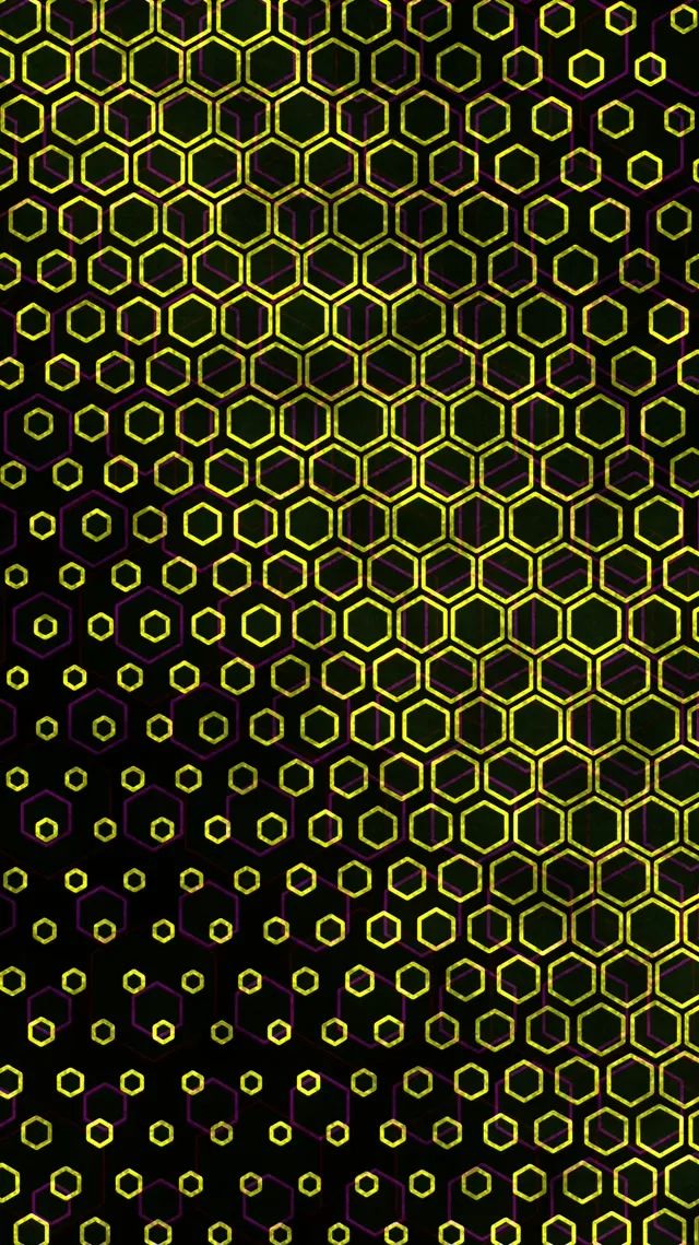 9:16 Reels 60fps Screensaver Neon Tunnel VJ Animation Yellow Hexagon Pattern