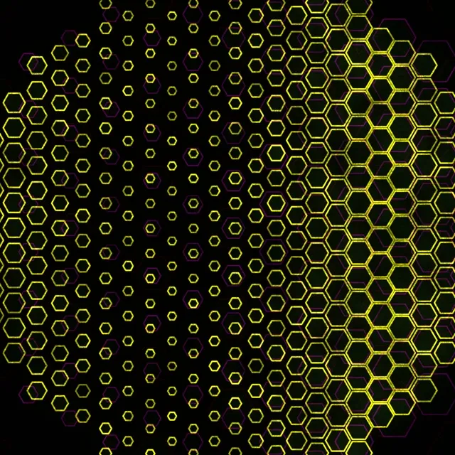 1:1 Square 60fps Hexagon Kaleidoscope Screensaver VJ Loop Yellow Neon