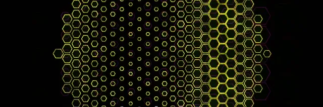 3:1 Triple Wide 60fps Hexagon Screensaver VJ Loop Yellow Neon