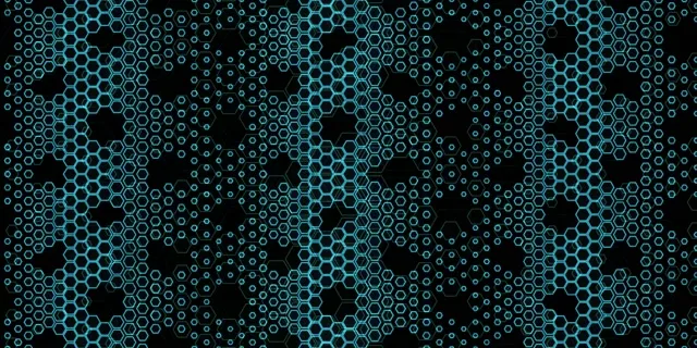 2:1 Univisium | 60fps Cyan Hexagon Mesh VJ Animation Screensaver | Abstract Neon