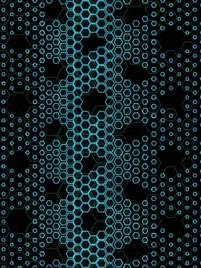 3:4 iPad Portrait | 60fps Hexagon Motion Background Screensaver | Cyan Neon Abstract