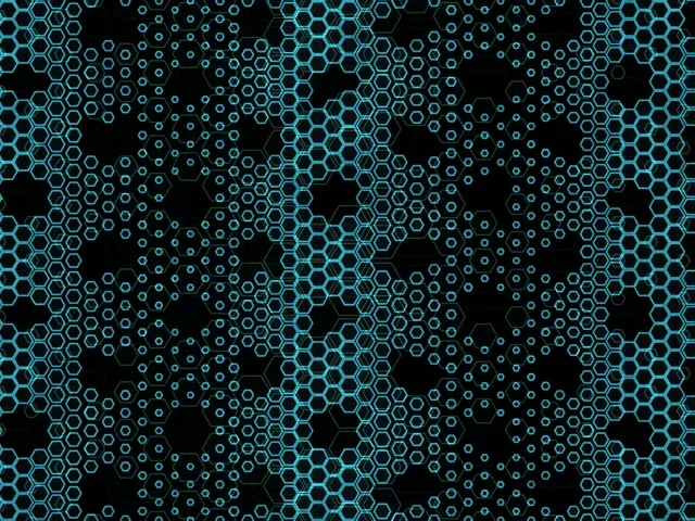 4:3 Classic | 60fps Cyan Neon Hexagon VJ Loop Screensaver | Abstract Lattice