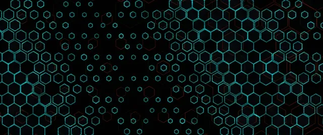 2.39:1 Cinemascope | 60FPS Hexagon Screensaver VJ Animation | Neon Cyan Loop