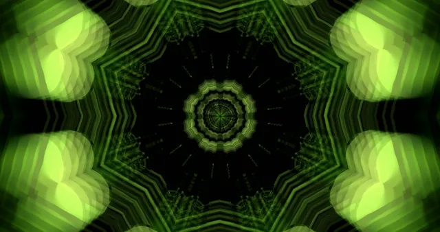 4k uhd 60fps screensaver neon tunnel vj loop green kaleidoscope