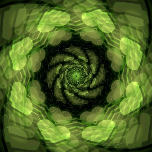 1:1 square 60fps neon tunnel screensaver vj loop green radial mandala burst