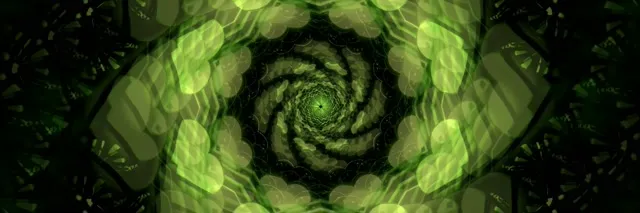 3:1 triple wide 60fps neon tunnel screensaver vj loop green kaleidoscope symmetry