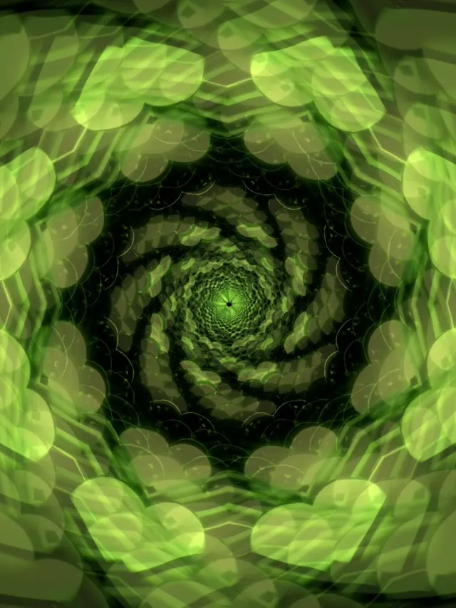 3:4 ipad portrait 60fps neon tunnel screensaver vj animation green fractal spiral