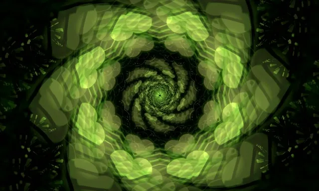 5:3 wide 60fps neon tunnel screensaver motion background green concentric mandala