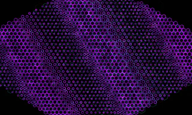 5:3 Wide 60fps Screensaver Neon Tunnel Motion Background Purple Hex Pattern