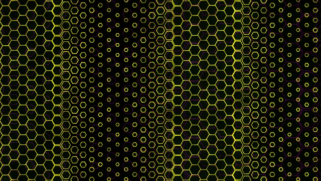 4K UHD 60fps Screensaver PC Neon Tunnel VJ Loop Yellow Hexagons
