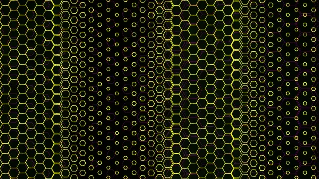 4K UHD 60fps Screensaver PC Neon Tunnel VJ Loop Yellow Hexagons
