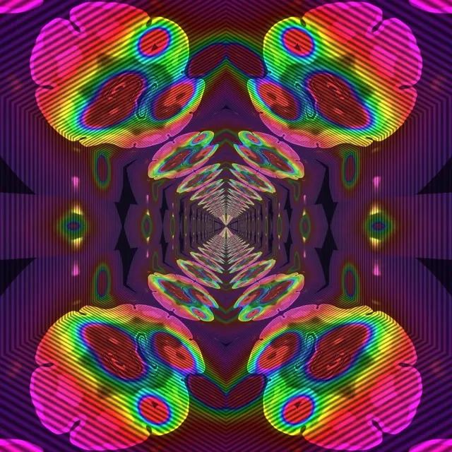 1:1 Square 60fps Screensaver Neon Tunnel VJ Loop Colorful Mandala